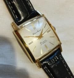 マ*ん様 タカノ ラコー型 角形 スーパー 19石 稼働品 美品 銀色文字盤