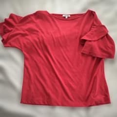 GLOBAL WORK フリル袖Tシャツ レッド Mのサムネイル
