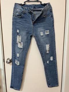 ダメージ加工スリムフィットデニムパンツのサムネイル