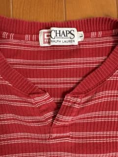 CHAPS 赤 ストライプ リブ編み Tシャツのサムネイル