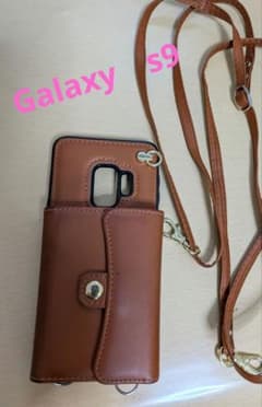 Galaxy s9ブラウンショルダーストラップ付きケース