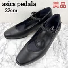 美品】アシックス ペダラ パンプス 黒 ストラップ スクエア 22 - メルカリ
