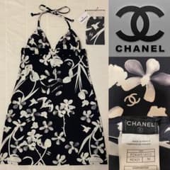 CHANEL シャネル ホルターネック ワンピース 花柄 アイリス柄 紙タグありのサムネイル