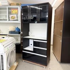 【美品‼️】高級♪ 大川家具(入江木工) 117cm幅キッチンボード 食器棚 収納家具 艶あり木目調ダークブラウン♪ 大川家具 入江木工 89cm幅キッチンボード 食器棚 艶あり木目調ブラック