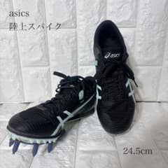 ASICS スパイクシューズ ブラック/ミント　サイズ24.5cm 女子用 ASICS 陸上スパイク 24.5cm ブラック ミント 初心者 練習用 - メルカリ