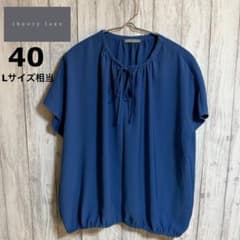 美品】セオリーリュクス ブラウス 40 L ブルー ウォッシャブル レア