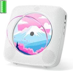 【新品】CDプレーヤー 卓上＆壁掛け式 Bluetooth 1800mah充電池のサムネイル