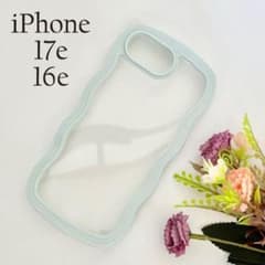 iPhone17e 16e 케이스 웨이브 형 GR ☆ 덤 유리 필름 첨부
