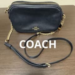COACH ブラックレザー ショルダーバッグのサムネイル