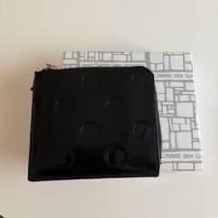 コムデギャルソン　ポルカドット　エンボス　エナメル　L字　財布　ブラック コムデギャルソン ポルカドット L字ジップ エンボス 財布 ブラック