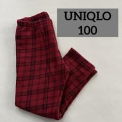 UNIQLO フリースレギンス 100 レッド チェック柄のサムネイル