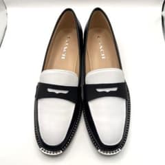 *美品* 【COACH】 コーチ ネリーローファー バイカラー 24cm 白×黒のサムネイル