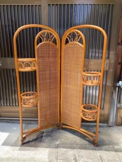 昭和レトロ アーチ型ラタンプランターラック 花台 折りたたみ式
