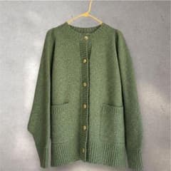 グリーン系 クルーネック 長袖 カーディガンのサムネイル