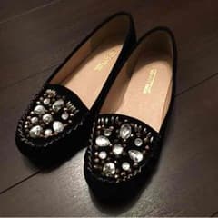 再出品☆ビジュー付フラットシューズのサムネイル