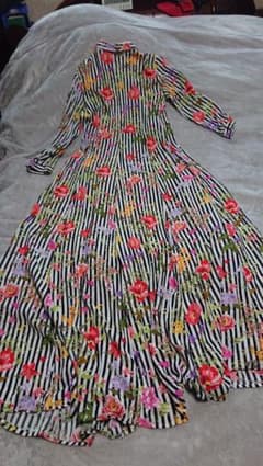 ZARA 花柄ストライプシャツロングワンピのサムネイル