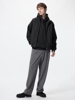 UNIQLO タックワイドパンツ　グレーのサムネイル