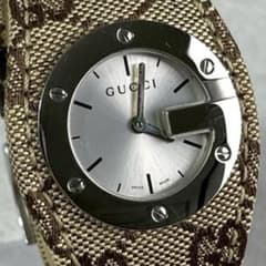 新品電池 稼働】GUCCI 104 Gフェイス GGキャンバス 腕時計 - メルカリ