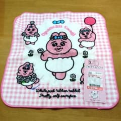 おぱんちゅうさぎ ハンカチ チェック ピンクのサムネイル
