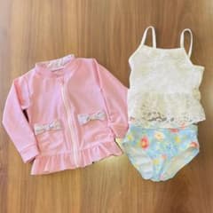 新品水着 &中古ラッシュガード セット　女の子　90 95のサムネイル