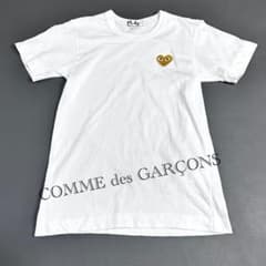PLAYコムデギャルソン 金ワッペン ハートロゴ Tシャツ ホワイト XS