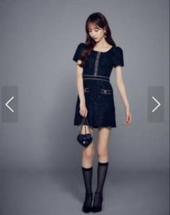 JEWELS ワンピース Mサイズ ブラック ラメ チェーン ミニドレスのサムネイル