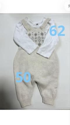 H&M ベビー ニットサロペット ロンパース セットのサムネイル