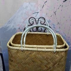 ♥究極のエコな買い物かご　青竹市場かご （大中２点セット）　#レジ袋有料化のサムネイル