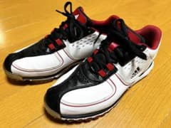 【美品】adidas アディダス ゴルフシューズ ホワイト×ブラック×レッドのサムネイル