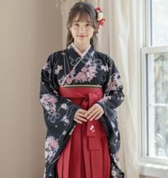 キャサリンコテージ　袴　110cm 黒着物　えんじ袴　卒園式のサムネイル