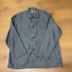 【未着用】無印良品　紳士ヘンプ混シャツジャケット　ミディアムグレーMサイズのサムネイル