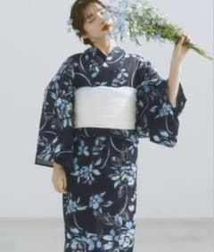 浴衣 帯セット ネイビー 花柄のサムネイル
