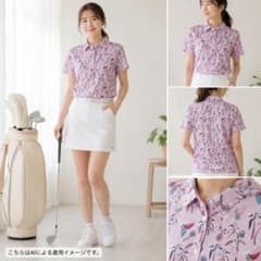 adabat 総柄ストレッチ半袖シャツ 42 ピンク ゴルフ春夏のサムネイル