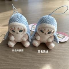 モフサンド　ギンガムチェックサメにゃんマスコット　ブルー