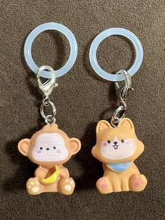 未使用　シリコンリング　さる　いぬ　目印キーホルダー　目印チャーム