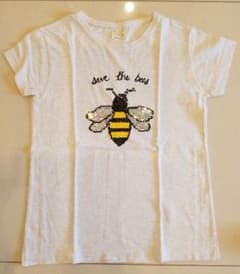ZARA　KIDS　女児150㎝　スパンコールBEE刺繍　Tシャツのサムネイル