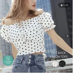 ANAP アナップ- 2WAYドットバックリボントップス (水玉柄)のサムネイル