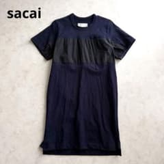 ラ*ネ様 sacai サカイ 半袖 ドッキング切替 カットソー 3 ネイビー ブ sacai - サカイ サイド切替ドッキングカットソー 1 レディース
