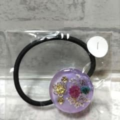 ハンドメイド レジン ヘアゴム 紫 ドライフラワー - メルカリ