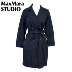 美品】 MaxMara STUDIO ダブルトレンチコート 38 ネイビー - メルカリ