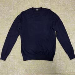 【UNIQLO】カシミヤクルーネックセーター　ネイビー Mのサムネイル