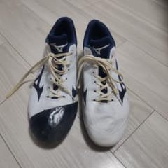 MIZUNO 野球用スパイク ポイントスパイク ホワイト×ネイビーのサムネイル