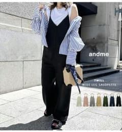 andme ブラック ワイドレッグサロペット Lサイズのサムネイル