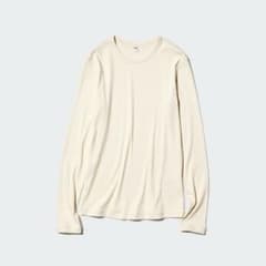 〈美品〉UNIQLO リブクルーネックT 長袖 クリーム Lサイズのサムネイル