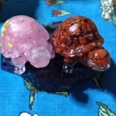 天然石 亀 置物 2個セットオルゴナイト - メルカリ