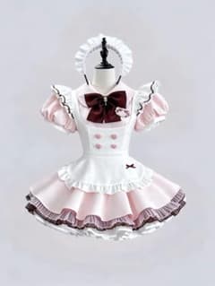 ピンクハートメイド服 ロリータ ヘッドドレス付きのサムネイル