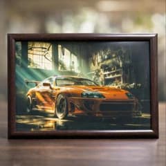 トヨタ スープラ ワイルドスピード 車 ガレージ A4 額装 アート インテリア