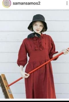 サマンサモスモス 【Cross×Linen】クロスリネンフリルブラウス レッド 