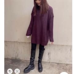 黒ニットと7Gダブルジャガードチュニックプルオーバーのサムネイル