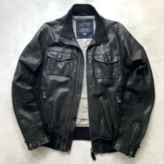 超希少✨90s00s アルマーニ 羊革 ニット切替 レザージャケット 54 XL